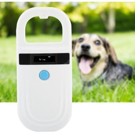 Lecteur de puces RFID, scanner de puces d\'identification pour animaux de compagnie avec affichage OLED de luminosité élevée de 0,
