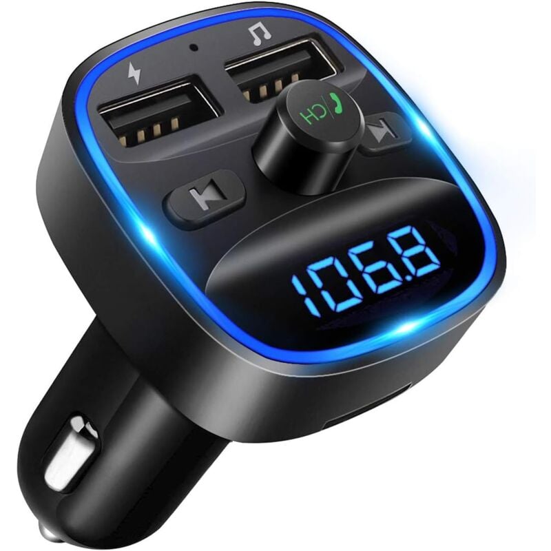 Fitags - Lecteur de voiture - Transmetteur fm Bluetooth, appels mains libres, 2 ports usb 5V/2.4A1A, prise en charge de la carte SD/clé usb 1pc