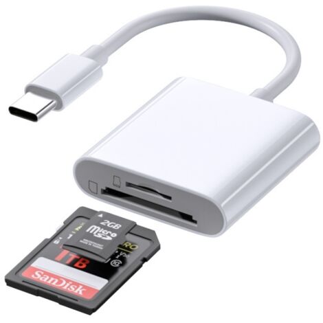 Lecteur double carte SD/TF USB-C pour transfert rapide de fichiers