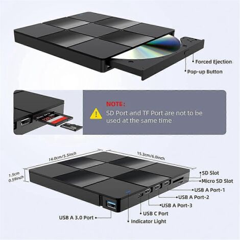Lecteur DVD externe multifonction pour ordinateur USB