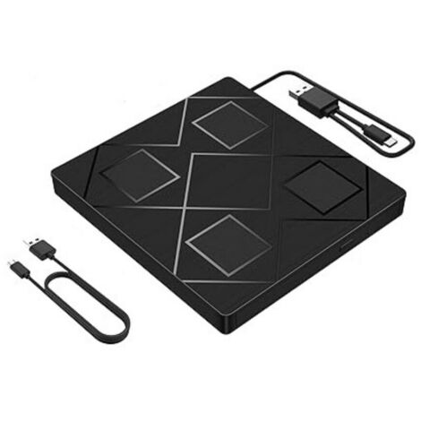 Lecteur DVD externe portable, graveur CD/DVD avec lecteur de cartes SD et USB pour PC