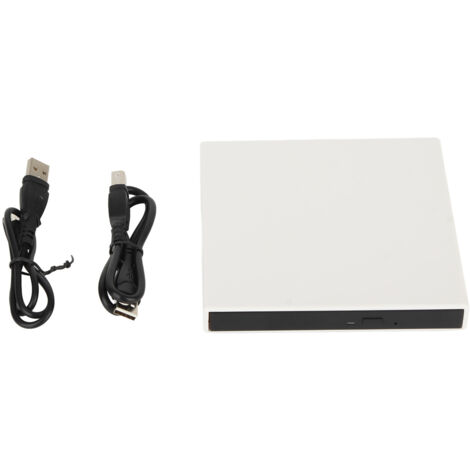 Lecteur DVD Externe Ultra Fin - Graveur CD/DVD USB Portable pour PC, Laptop, Mac - Blanc
