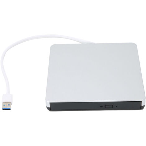Lecteur DVD Externe USB 3.0 pour PC Portable et Bureau, Compatible Windows XP/7/8/10, Argenté