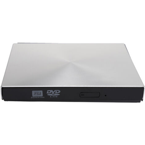 Lecteur DVD Externe USB 3.0 pour PC Portable et Bureau, Graveur DVD, Compatible Windows 98/ME/2000/XP, Couleur Gris Argent