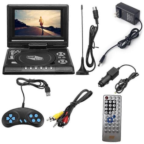 Lecteur DVD portable 7 pouces, port carte SD/USB, écran rotatif, entrée/sortie AV - États-Unis