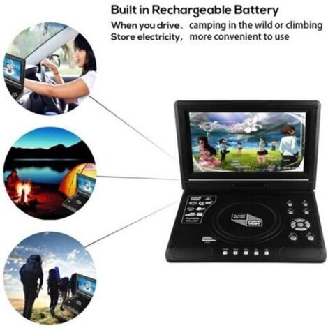 Lecteur DVD Portable - Akozon - 9 pouces - Écran LCD Rotatif 270° - FM Radio - Console de jeu intégrée