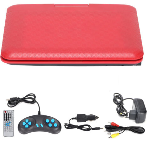 Lecteur DVD Portable HD 6,8 Pouces pour Enfants - Téléviseur Voiture Multifonction pour Voyages et Extérieur - Alimentation 110-240V (Prise EU Rouge)