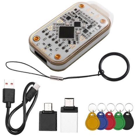 Lecteur émulateur de puce RFID Chameleon V3.0 + porte-clés 5XUID 125K 13,56 MHz, copieur d'étiquettes de cartes à puce d'identification, lecteur/graveur NFC