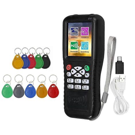 Lecteur/graveur de cartes à puce RFID NFC X100 + porte-clés 5 x UID/T5577 - Noir