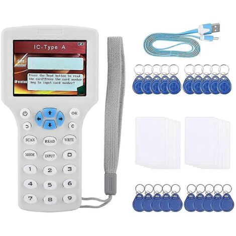 Lecteur/graveur de cartes RFID : Décodeur RFID IC/ID anglais 10 fréquences