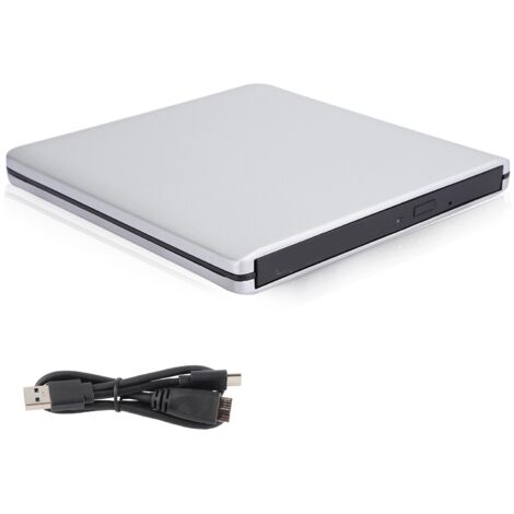 Lecteur Graveur DVD Externe Slim USB 3.0 Portable pour PC et MacBook Argent