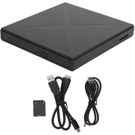 Lecteur/Graveur DVD Externe USB 3.0 Ultra Rapide avec Lecteur de Cartes et Coque TPEC, Plug & Play pour PC Portable et Bureau