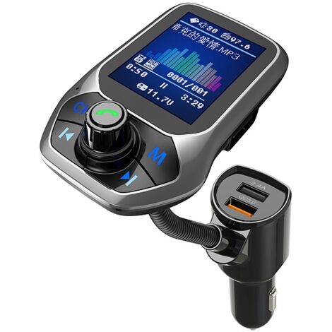 Lecteur MP3 Bluetooth grand écran pour voiture, compatible avec clés USB et chargeur de voiture Zhitong QC3.0
