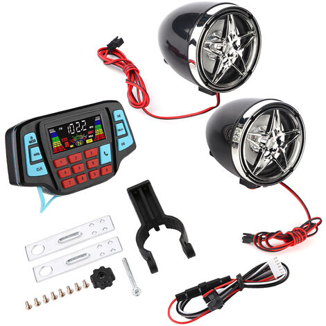 Lecteur MP3 BT étanche pour moto, système de haut-parleurs Audio stéréo, support de carte mémoire USB
