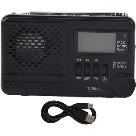 Lecteur MP3 Portable Multifonction avec Radio FM/MW, Haut-parleur Intégré et Entrées USB/TF