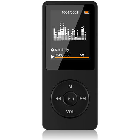 Lecteur MP3 Ultra-Longue autonomie jusqu'à 70 Heures de Musique avec Un écran de 4,6 cm (Slot Carte mémoire de 64Go), Noir HA