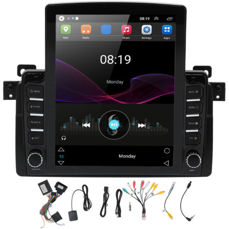 Lecteur MP5 9,7 pouces, écran vertical pivotant 1DIN, point d'accès Wi-Fi, Bluetooth, compatible Android 10.1, adapté à la Série 3 E46 1999-2005