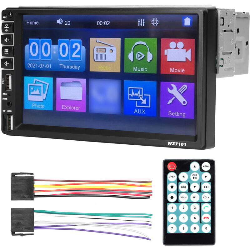 Lecteur Mp5 Bt De Voiture Simple Din, Moniteur Tactile Lcd 7 Pouces, Prise En Charge Tf/Usb/Aux-In Lien De Telephone Portable Ecran D'Inversion