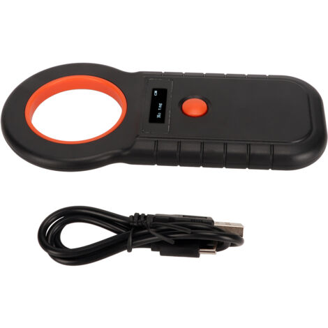 Lecteur RFID portatif 134.2Khz 125Khz, Scanner d'étiquettes de puces animales portables pour ISO 11784 11785 FDX‑B EMID noir