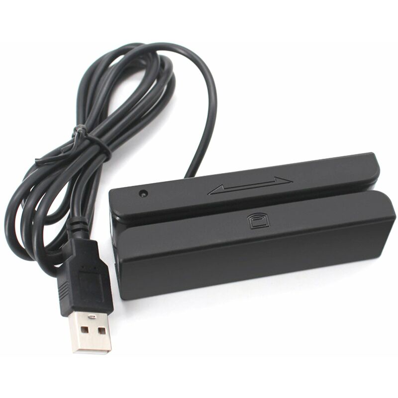 

Lector de tarjetas de tira magnetica USB de 3 pistas completo Plug and Play Luz indicadora verde con zumbador Bip Lectura bidireccional Maquina POS