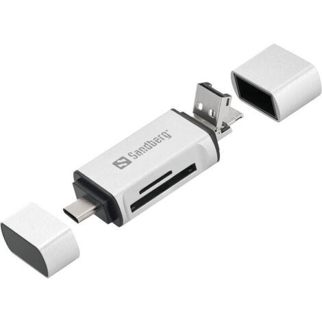 Lector de tarjetas externo sandberg card reader usb-c+usb+microusb