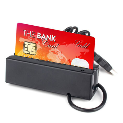 Lector de tarjetas magnéticas Mini USB con 3 pistas – ABS negro – 80 g – Plug & Play