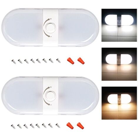 LED 12v Éclairage Plafonnier, 2 PCS Lumières Intérieure à LED Lampe Eclairage avec Interrupteur Marche,Lampes de Toit à Intensité Variable spot 12v Led Camping Car,pour Camping-Car, Bateau, Caravane
