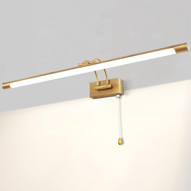 Ineasicer - led 12W IP44 Miroir Applique Murale Éclairage De Salle De Bain Laiton Intérieur Éclairage Avec Interrupteur, 60CM 3000K Appliques Pour
