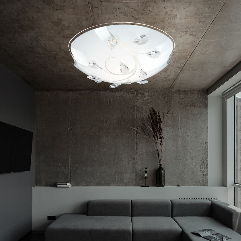 

Luz de techo LED de 14 vatios, cristales redondos con motivos florales, iluminación clara