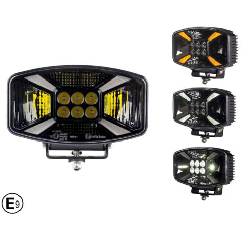 Универсален LED ЛЕД 140W диоден фар халоген лампа 12V - 24V с DRL/parking светлина бяло-жълто за АТВ джип камион трактор