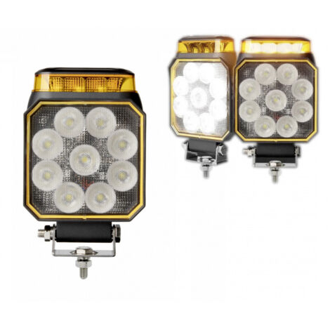 Диоден Лед LED халоген фар 14W бяла светлина + аварийна сигнална блиц оранжева светлина 12V - 24V