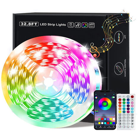 LED 15M Bande LED RGB Multicolore App Contrôle, Led Ruban avec Télécommande à 44 Touches, Synchroniser avec Rythme de Musique/Fonction de Minuterie, pour Décoration, Mariage, Chambre, Fête