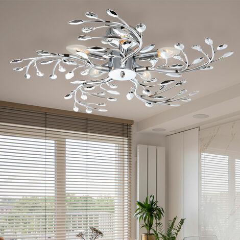 LED 20 Watt Decken Leuchte Chrom Acryl Esszimmer Äste Beleuchtung 5-flammig Lampe