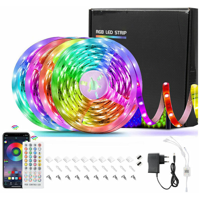 LED 20M LED RGB LED Chambre Bande Lumineuse Flexible Multicolore, Contrôlé par APP du Smartphone, Synchroniser avec Rythme de Musique/Fonction de