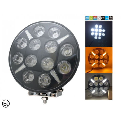 LED Диоден Халоген Фар Бял Оранжев Габарит Ø 218 мм 12V 24V 12 Диода за джип камион трактор багер