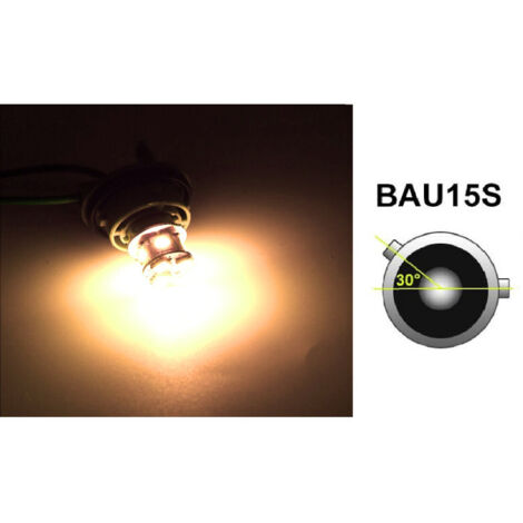 LED Лед Крушки, 22 SMD, BA15S 1156 (P21W), Асиметрични, Разминати пинове (150°) , Offset, 12V, Оранжева, Жълта Светлина