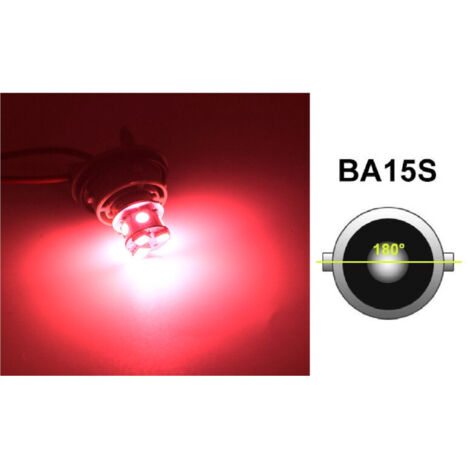 LED Лед Крушки, 22 SMD, BA15S 1156 (P21W), Срещуположни пинове (180°), Opposite, 12V, Червена Светлина