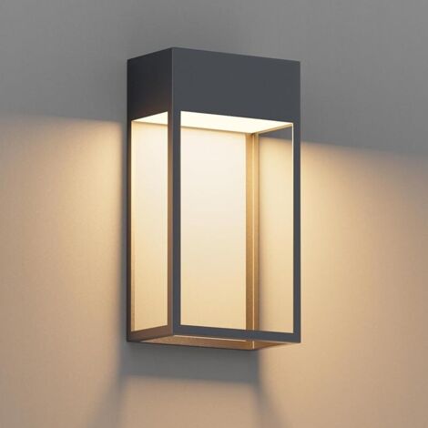 LED 24W Applique Murale Extérieure Intérieur, 3000K Blanc chaud Lampe Murale, Imperméable IP65 Éclairage Mural, Moderne Lumiere Exterieur, pour Jardin Entrée, Aluminium, 1545LM, Anthracite