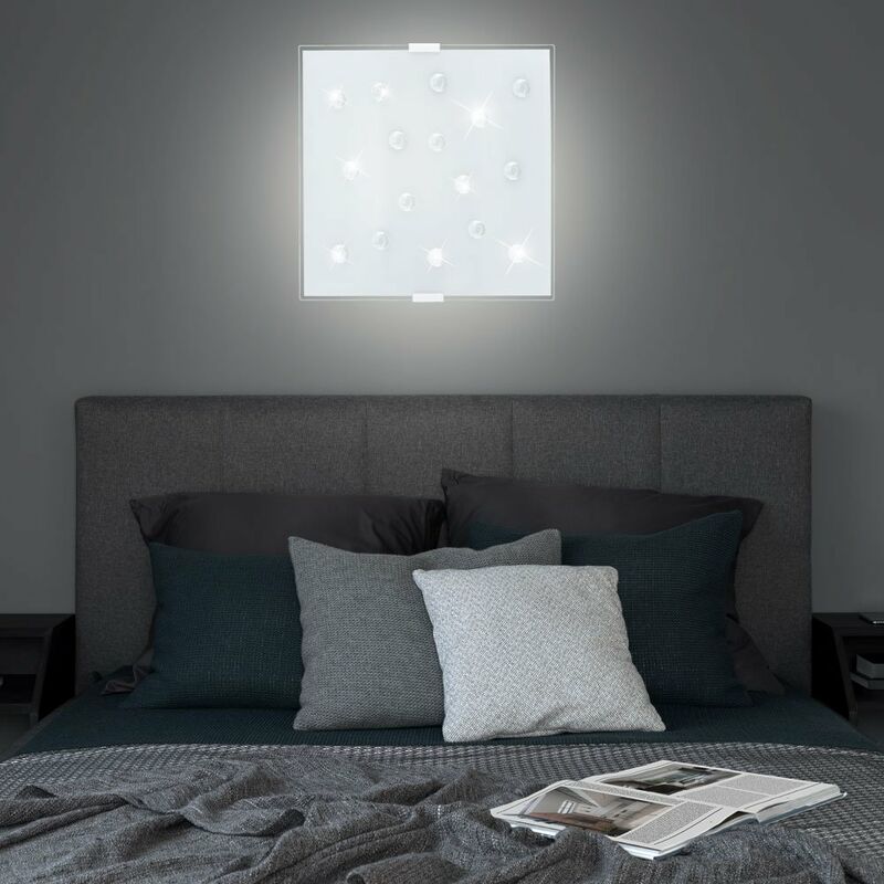

LED 2x3 vatios techo pared habitación lámpara vidrio cuadrado 2 llamas