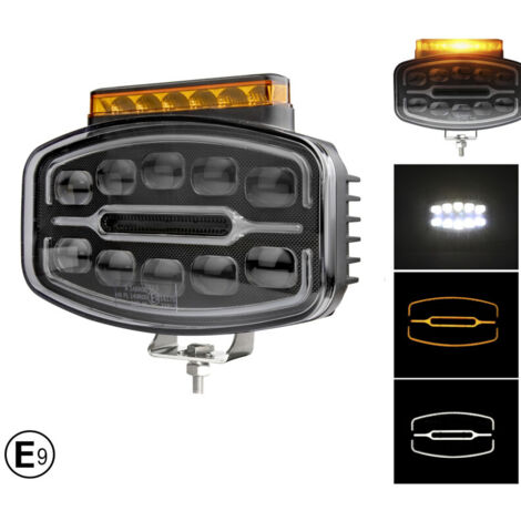 LED Халоген Фар 3 Функции DRL бяла/оранжева светлина с 360° аварийна лампа с 4 функции на премигане 12-24V за джип камио