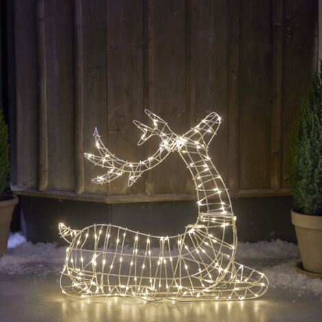 LED-3D Rentier "Atja", liegend, Metallrahmen,