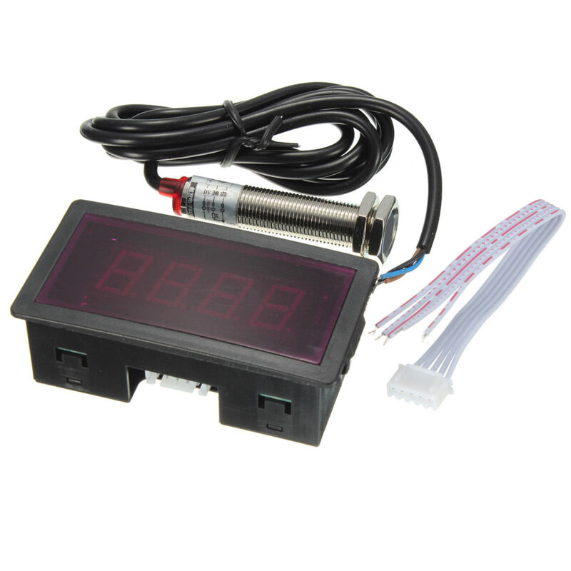Image of Tlily - led 4 Digitaler Drehzahlmesser Drehzahlmesser Rot + npn Hall Näherungsschalter Sensor