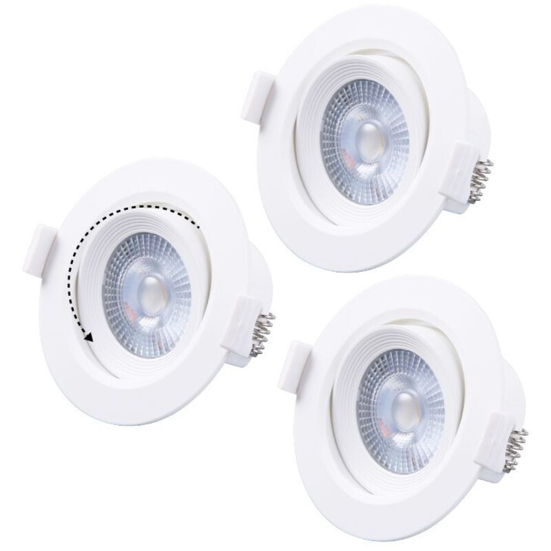 Vision-el - Pack de 3 spots led carat Orientables - 5W Miidex Lighting® blanc-neutre-4000k - blanc Vision-el - Pack de 3 spots led carat Orientables - 5W Miidex Lighting® blanc-neutre-4000k - blanc