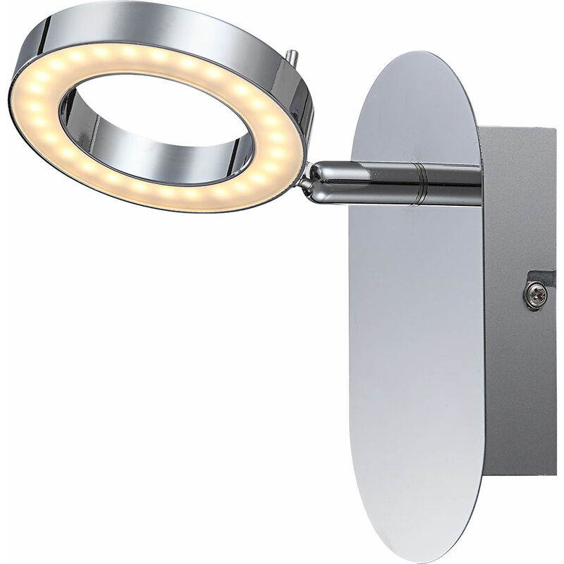 Globo - LED Wandstrahler verstellbarer Spot Wandleuchte Wandlampe runder Schirm Chrom H 15 cm