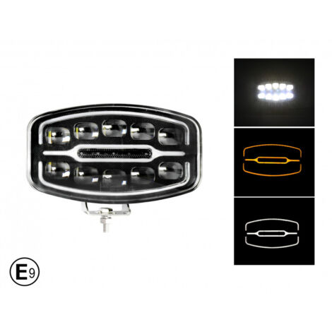 Универсален Високомощен LED ЛЕД 55W диоден фар халоген лампа 12V - 24V с DRL светлина бяло-жълто за АТВ джип камион трак