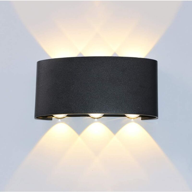 Led 6W Applique Murale Extérieur Interieur en Aluminium Lampe murale Étanche Imperméable Lumière Up Down pour Chambre Salon Cuisine Jardin balcon