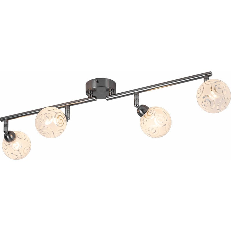 Image of Etc-shop - Lampada da soffitto plafoniera spot bar luce sala da pranzo lampada soggiorno, 4 punti fiamma mobili, vetro metallo cromato, 4x led 7.6W