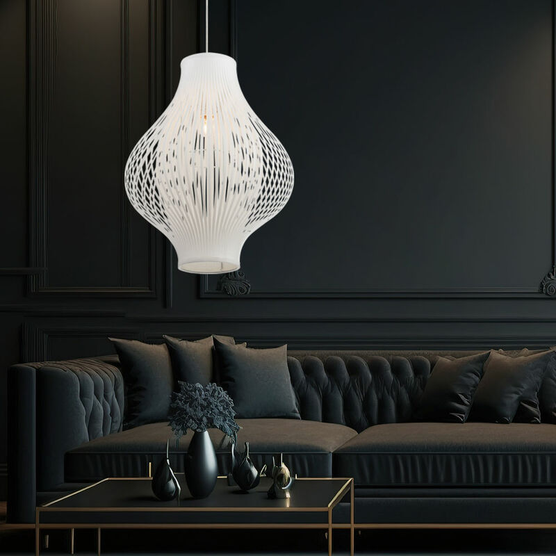 Image of Lampada a sospensione lampada da tavolo da pranzo bianca lampada da soggiorno lampada a sospensione a led, design a griglia, 7W 560lm bianco caldo,