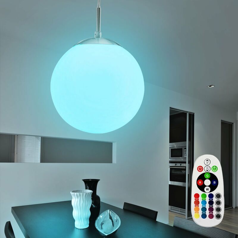 

Lámpara colgante LED de 7 vatios, bola de cristal, atenuador de cambio de color en un juego que incluye bombillas LED RGB