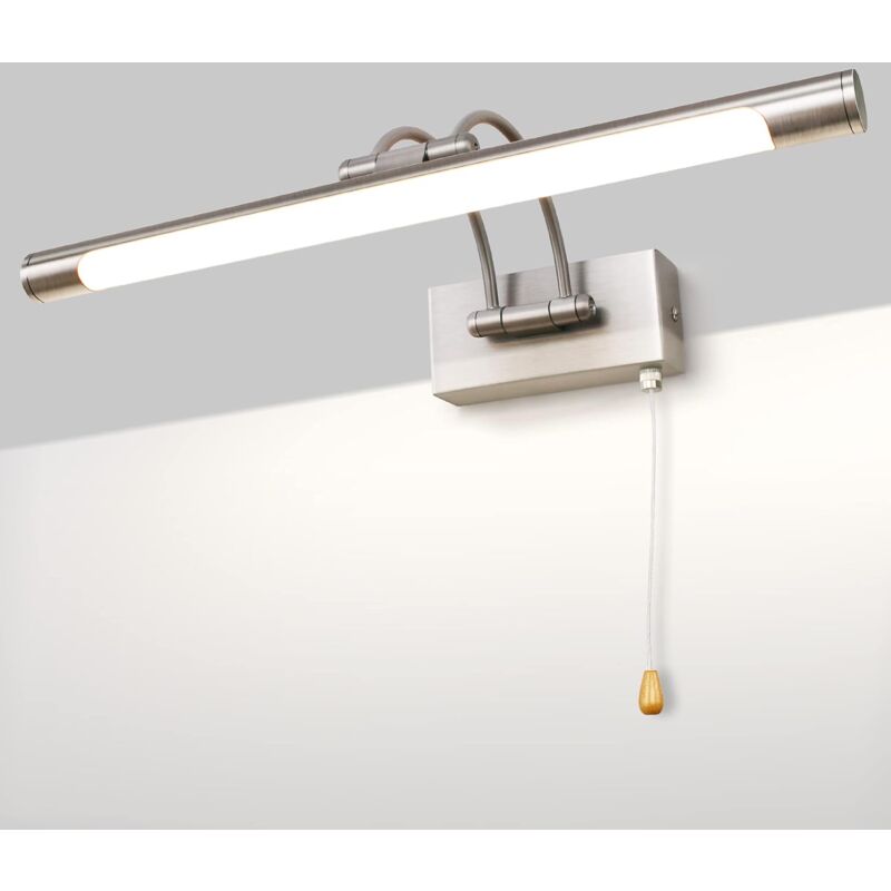 Led 8W IP44 Miroir Applique Murale Éclairage De Salle De Bain Nickel Intérieur Éclairage Avec Interrupteur, 40CM 3000K Appliques Pour Tableaux et